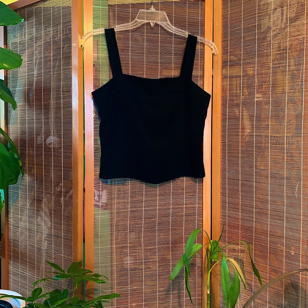 Black crop top size 10 with zipper on the side
